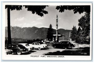 c1910's Prospect Point Vancouver Canada, Totem Pole & Cars RPPC Photo Postcard