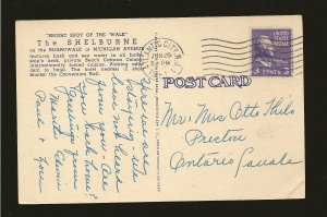 USA Postmark 1951 Atlantic City NJ The Shelburne on The Boardwalk Linen Postcard