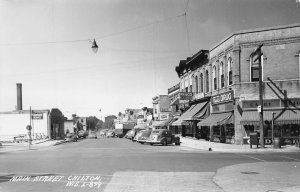 J74/ Chilton Wisconsin RPPC Postcard c40-50s Street View Stores 124