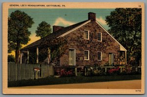Postcard Gettysburg PA c1930s General Lee’s Headquarters Civil War Linen