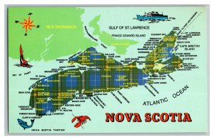Nova Scotia Tartan Map Vintage Standard View Postcard 
