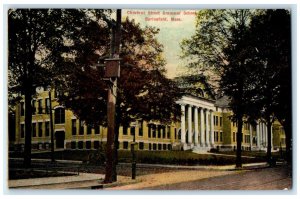 c1910 Chestnut Street Grammar School Exterior Springfield Massachusetts Postcard