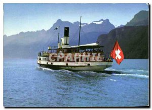 Postcard Modern Vierwaldstattersee Urnersee mit und Gitschen Urirotstock Boat