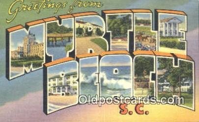 Myrtle Beach, SC USA Large Letter Town Vintage Postcard Old Post Card Antique...