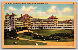 White Mountains NH~Mount Washington In Bretton Woods~Vintage Linen Postcard