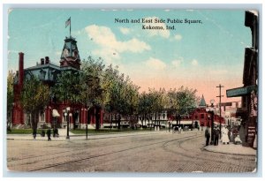 c1913 North & East Side Public Square Dirt Road Kokomo Indiana Antique Postcard