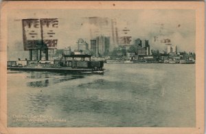 Detroit Car Ferry from Windaor Canada 1928 to Walsh in Jamaica NY Postcard W18