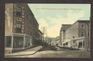 BRISTOL CONNECTICUT CT. DOWNTOWN MAIN STREET SCENE VINTAGE POSTCARD 1910