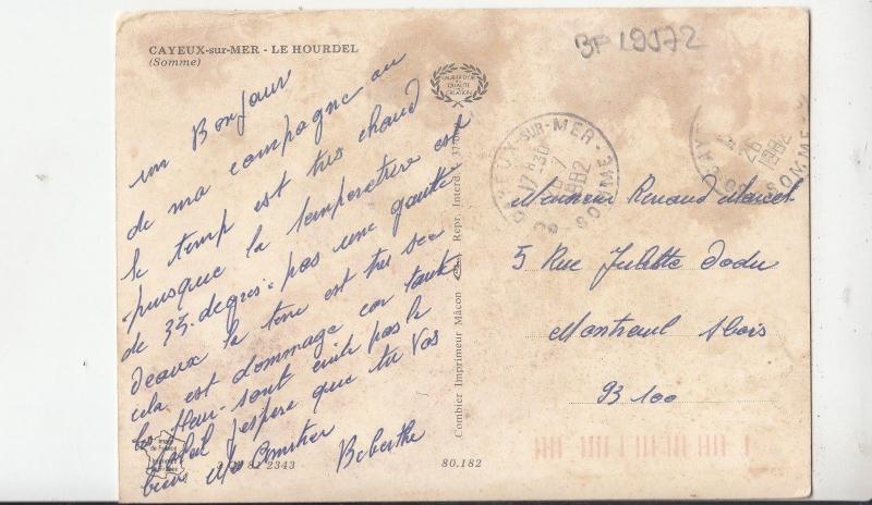 BF19572 cayeux sur mer le ourdel somme  france  front/back image
