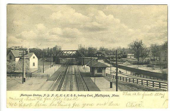 Mattapan MA N.Y. N. H. H. & H. Railroad Station Train Depot Postcard