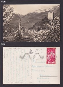 Vintage postcard Merano South Tyrol Italy view church tower castle Alps