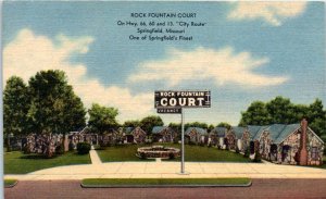 1940s Rock Fountain Court Motel Springfield MO Postcard