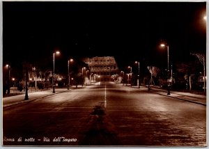 Roma Di Notte ~ Via Dell Impero Rome Italy Real Photo RPPC Postcard