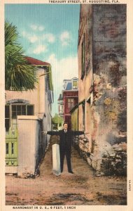 Vintage Postcard 1920's Narrowest Treasury Street St. Augustine Florida FL
