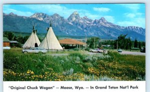 MOOSE, Wyoming WY ~ Tepees ORIGINAL CHUCK WAGON Grand Tetons c1960s Postcard