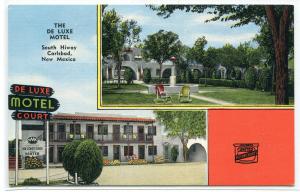 De Luxe Motel Carlsbad New Mexico linen postcard