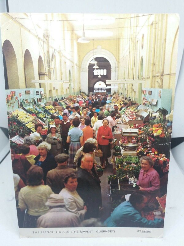 Vintage Postcard The French Halles The Market Guernsey