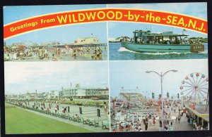 NJ Greetings WILDWOOD-by-the-Sea Hunts Pier Party Boat Marine Pier pm1984 Chrome