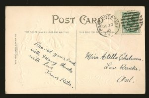 Postmarked 1910 Port Colborne Ont AS Meeker 1910 Embossed New Year Postcard