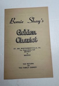 Bernie Shay's Golden Chariot Restaurant Menu Montgomeryville PA Family Diner