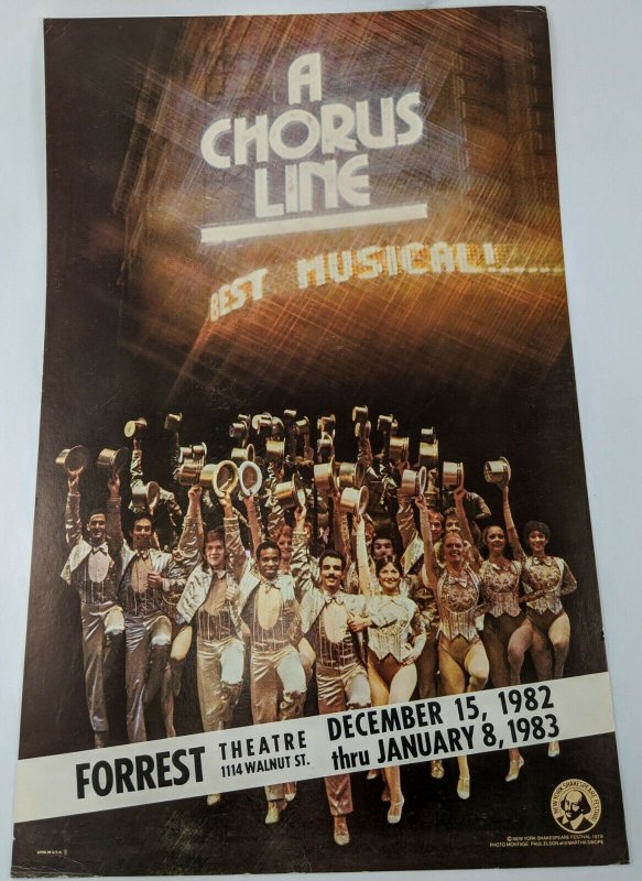 1982 A Chorus Line Original Musical Theater Poster Forest Theatre Philadelphia