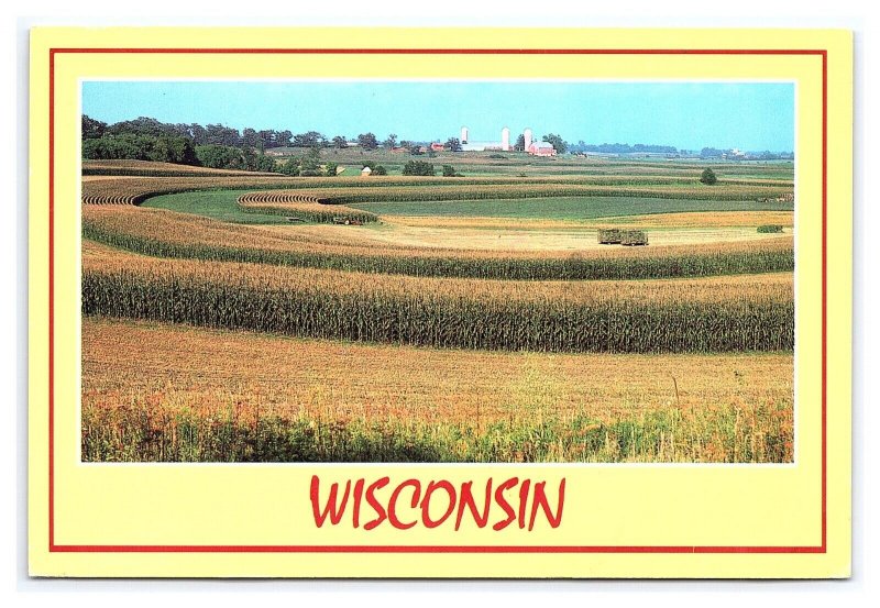 Contour Plowing On Wisconsin Farm c1989 Continental View Postcard