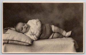 Baby on Blanket Cute Chunky Bulgarian Infant 1943 Postcard C30