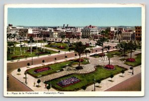 Vintage Havana Cuba Postcard Plaza de la Fraternidad Linen Era City View