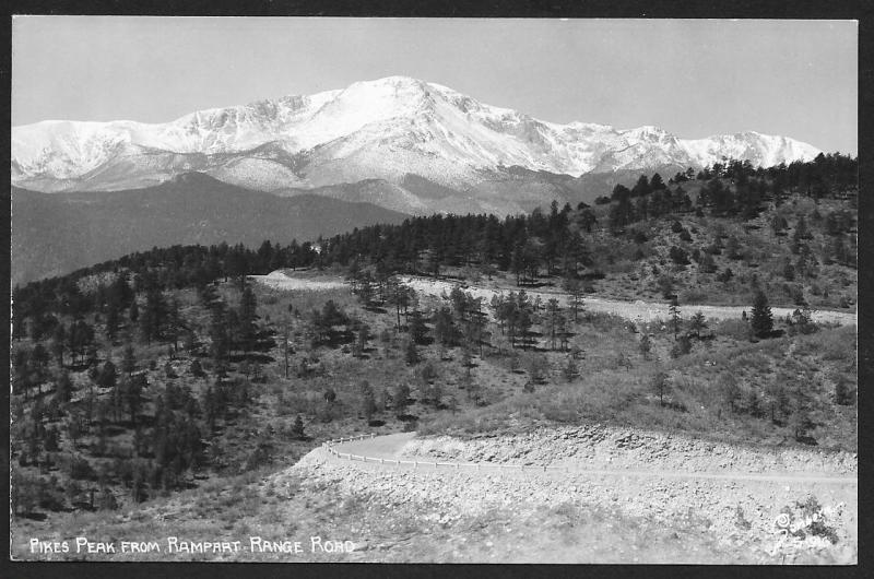 Pikes Peak From Rampart Range Road Colorado RPPC Unused c1940s
