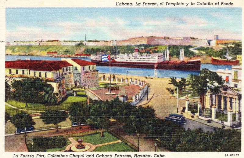 Vintage Postcard,Havana Cuba, La Fuerza Fort, Colombus Chapel, Cabana C16