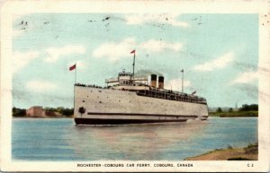 Postcard ON Cobourg Rochester Cobourg Car Ferry Steamer Passengers 1950 K49