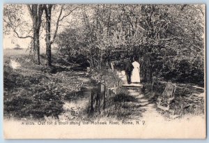 Rome New York NY Postcard Out Stroll Mohawk River Exterior c1908 Vintage Antique