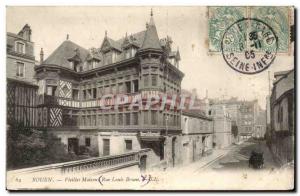 Old Postcard Rouen Old houses Rue Louis Brown