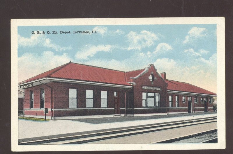 KEWANEE ILLINOIS CB&Q RAILROAD DEPOT TRAIN STATION ILL. VINTAGE POSTCARD