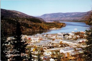 Greetings from Dawson City YT Yukon Birdseye Vintage Continental Postcard C10