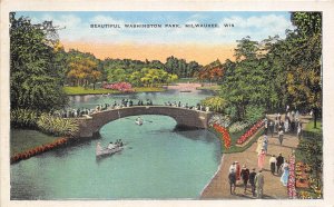 Milwaukee Wisconsin 1936 Postcard Beautiful Washington Park 