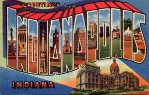 Indiana Greetings From Indianapolis Large Letter Linen Curteich