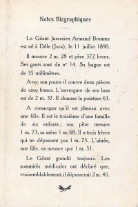 Armand Bronner Geant Francais 2m28 374 livres notes biographiques