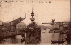Postcard Ship Marine Militaire Montcalm Brest