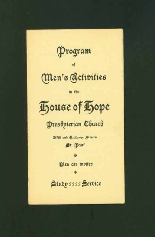 Program Of Men's Activities House Of Hope Presbyterian Church St. Paul