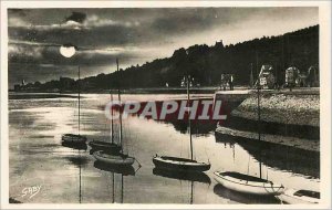 Old Postcard Houlgate Calvados View from the Port of Dives Night Effect