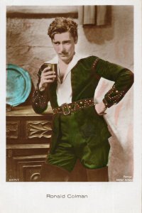 Ronald Colman Film Actor Hand Coloured Tinted Real Photo Postcard