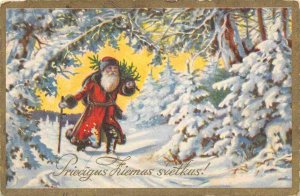 Santa Priecigus Ziemas Svetkus Christmas Latvia 1933 postcard