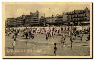 Old Postcard Beach Scene Of Brankenberghe Strandvermaak