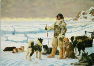 Knud Rasmussen Danish Explorer Dogs Harald Moltke Art Museum Denmark Postcard C5