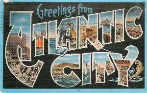 Atlantic City New Jersey Large Letters Multi View 1945 Postcard Kropp linen 1211