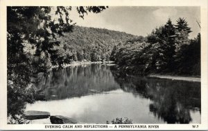 postcard PA - Evening Calm and Reflections - A Pennsylvania River 