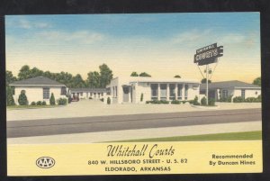 ELDORADO ARKANSAS WHITEHALL COURTS MOTEL VINTAGE LINEN ADVERTISING POSTCARD