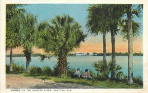 Postcard 1940s Florida Dayton Sunset Halifax River Teich 23-13370