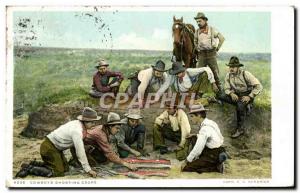 Postcard Old Wild West Cowboy Cowboys shoot craps